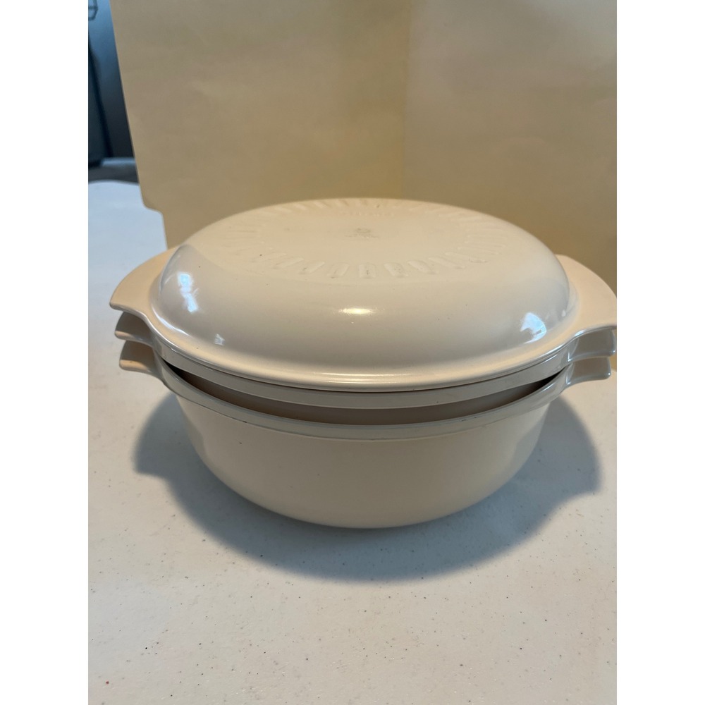 Vintage Tupperware Ultra 21 Ovenware 3 Piece Set Almond Casserole Steamer Lid